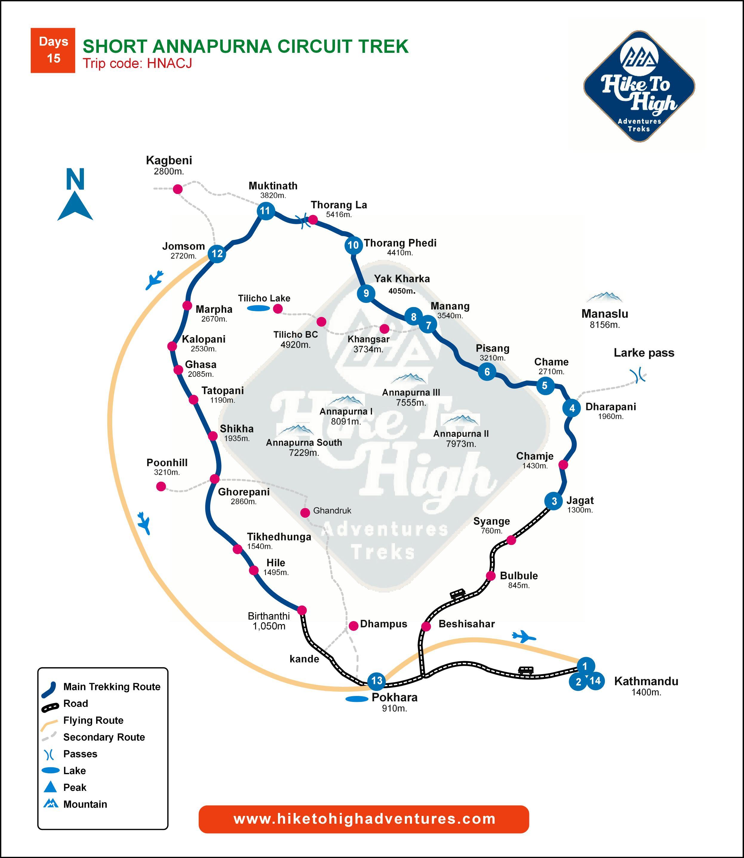 Short Annapurna Circuit Trek 15D/14N
