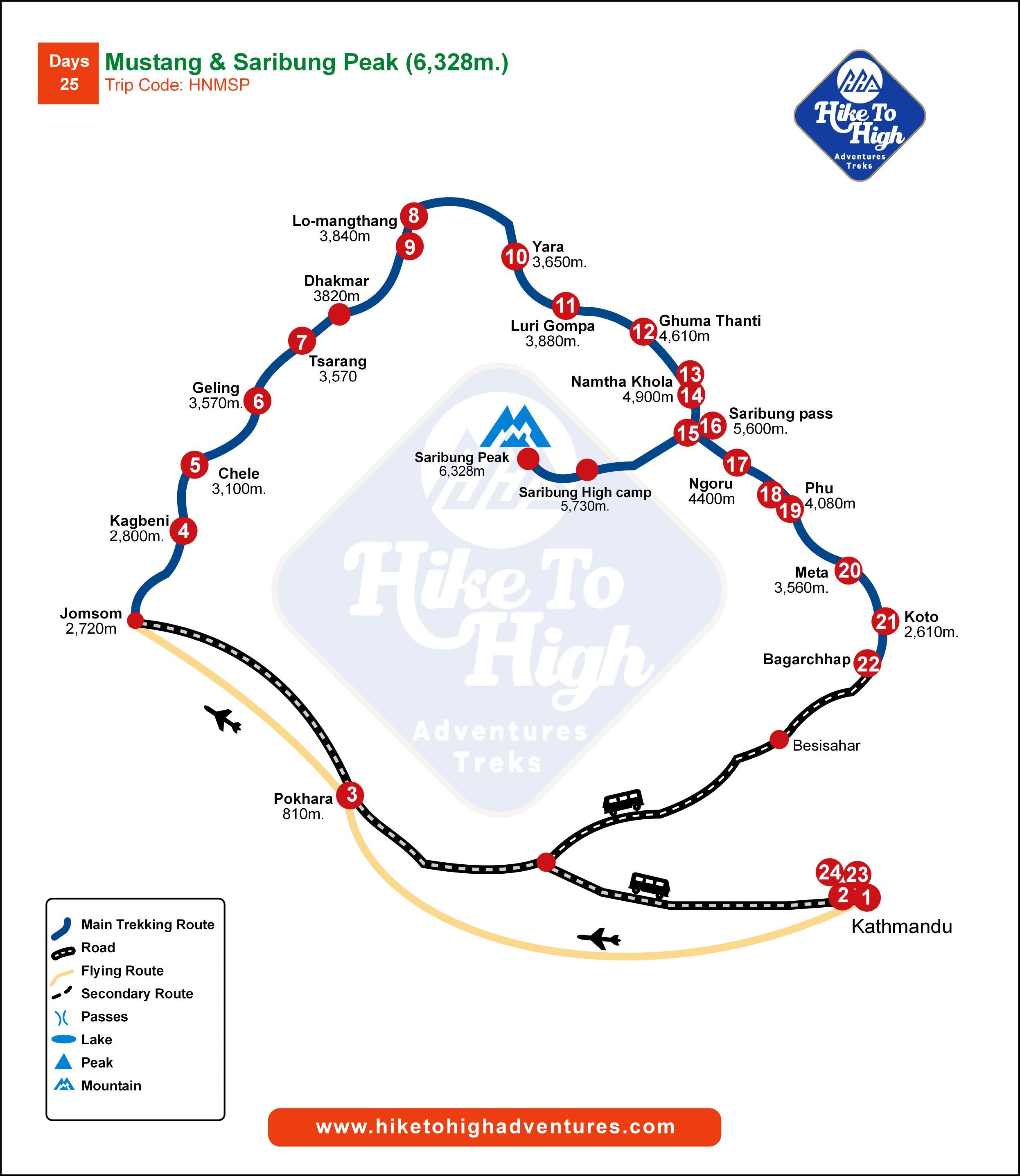 Mustang and Saribung Peak 25D/24N